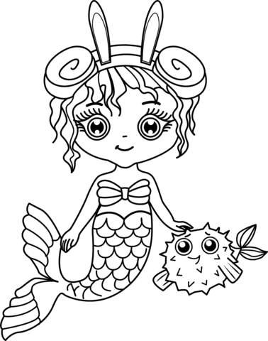 Baby Mermaid Coloring Page